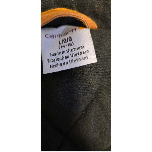 Carhartt Boys' Flannel-Lined Hooded Canvas Insulated Zip-Up Jacket Size L - Picture 4 of 9